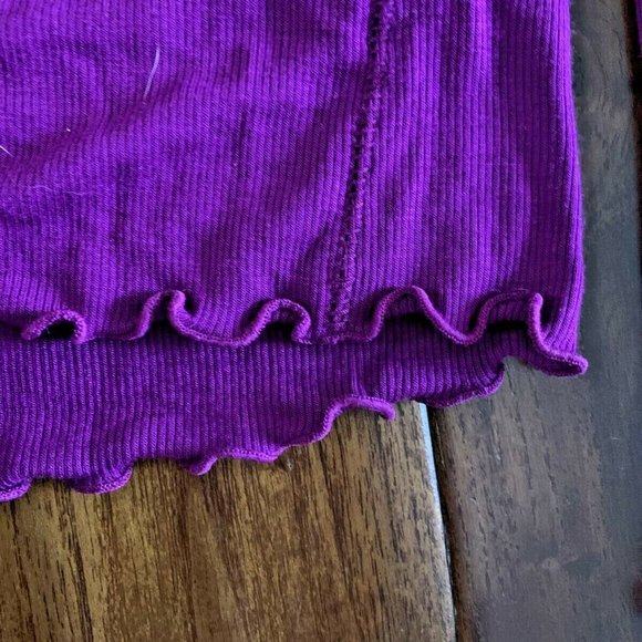 WE THE FREE People Purple Berry ON REWIND Ribbed Ruffle Long Sleeve Top Size xs - Picture 4 of 10
